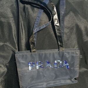 Prada Black and Blue Sequin Tote